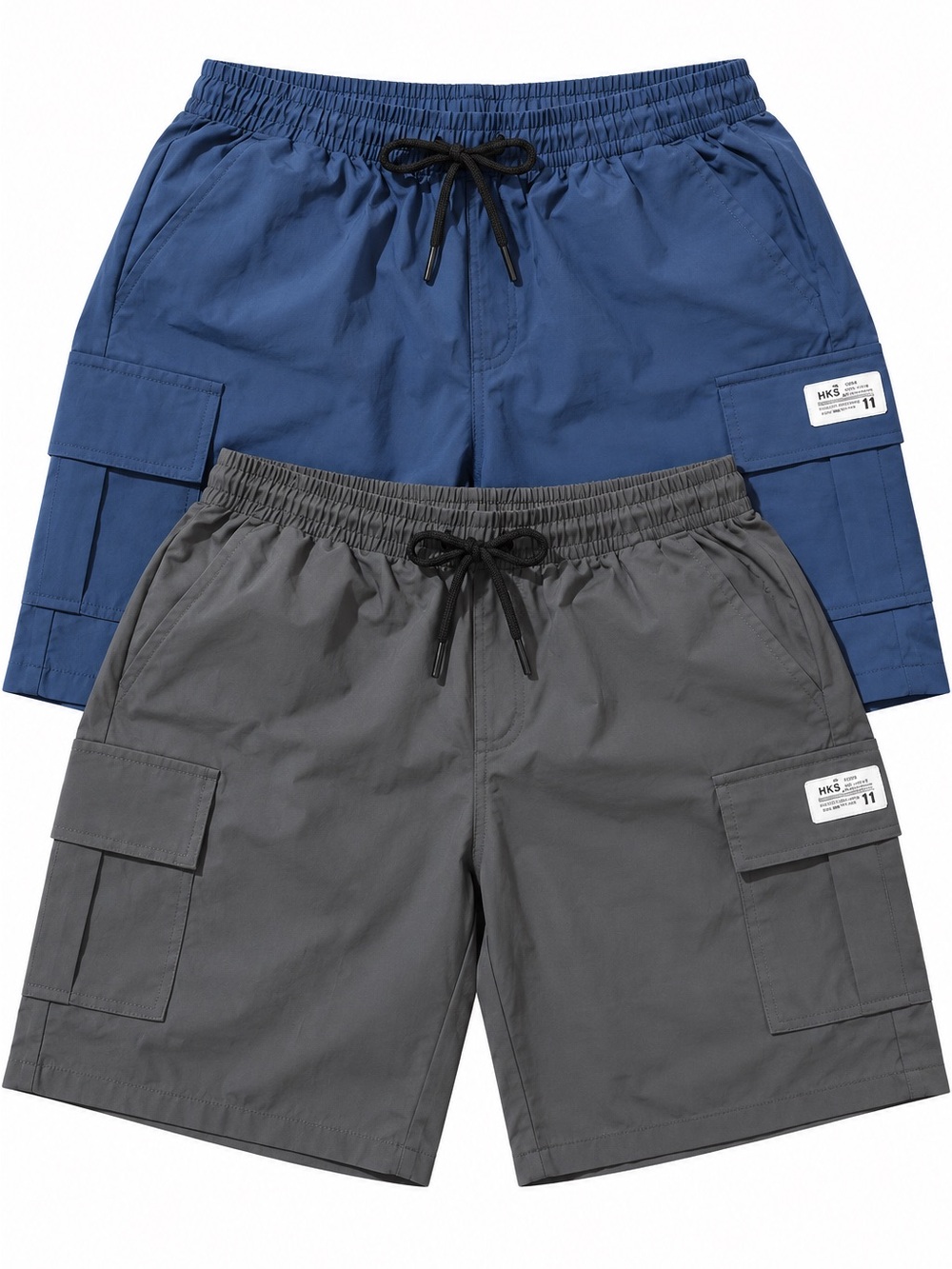2-Pack Lightweight Cargo Shorts Blue & Gray Size Medium